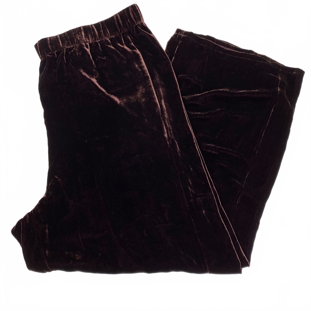Eileen Fisher Brown Velvet Wide-Leg Ankle Pants | XL